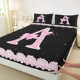 thumbnail image 3 of Manfei Letter A Monogrammed Twin Sheet Sets,Pink Bow Bowtie Twin Fitted Sheet,Galaxy Starry Sky Flat Sheet For Child,Microfiber Room Decorative,3-Piece, 3 of 7