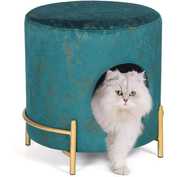Homebeez Cat Cave Bed Cat Condo House Upholstered Ottoman Footstool