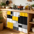 thumbnail image 6 of Yellow Grey Black Geometric Cabinet Curtain 35"Wx35"L, Dustproof Under Sink Skirt with Self Adhesive Tape, Modern Abstract Art Cabinet Curtain Cover for Kitchen Sink, Bathroom Vanity, Laundry Room, 6 of 9