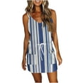 thumbnail image 2 of up to 60% off Gifts Usmixi Womens Summer Mini Sundress Vacation Floral Print Drawstring Pocket Short Dress V Neck Sleeveless Spaghetti Strap Dresses for Beach Blue S Up to 65% off, 2 of 4