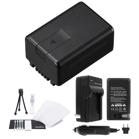 VW-VBK180 High-Capacity Replacement Battery with Rapid Travel Charger for Panasonic SDR-S70 SDR-H85 SDR-S50 SDR-T55 - BONUS INCLUDED: Camera Cleaning Kit  Camera Screen Protector  Mini Travel Tripod
