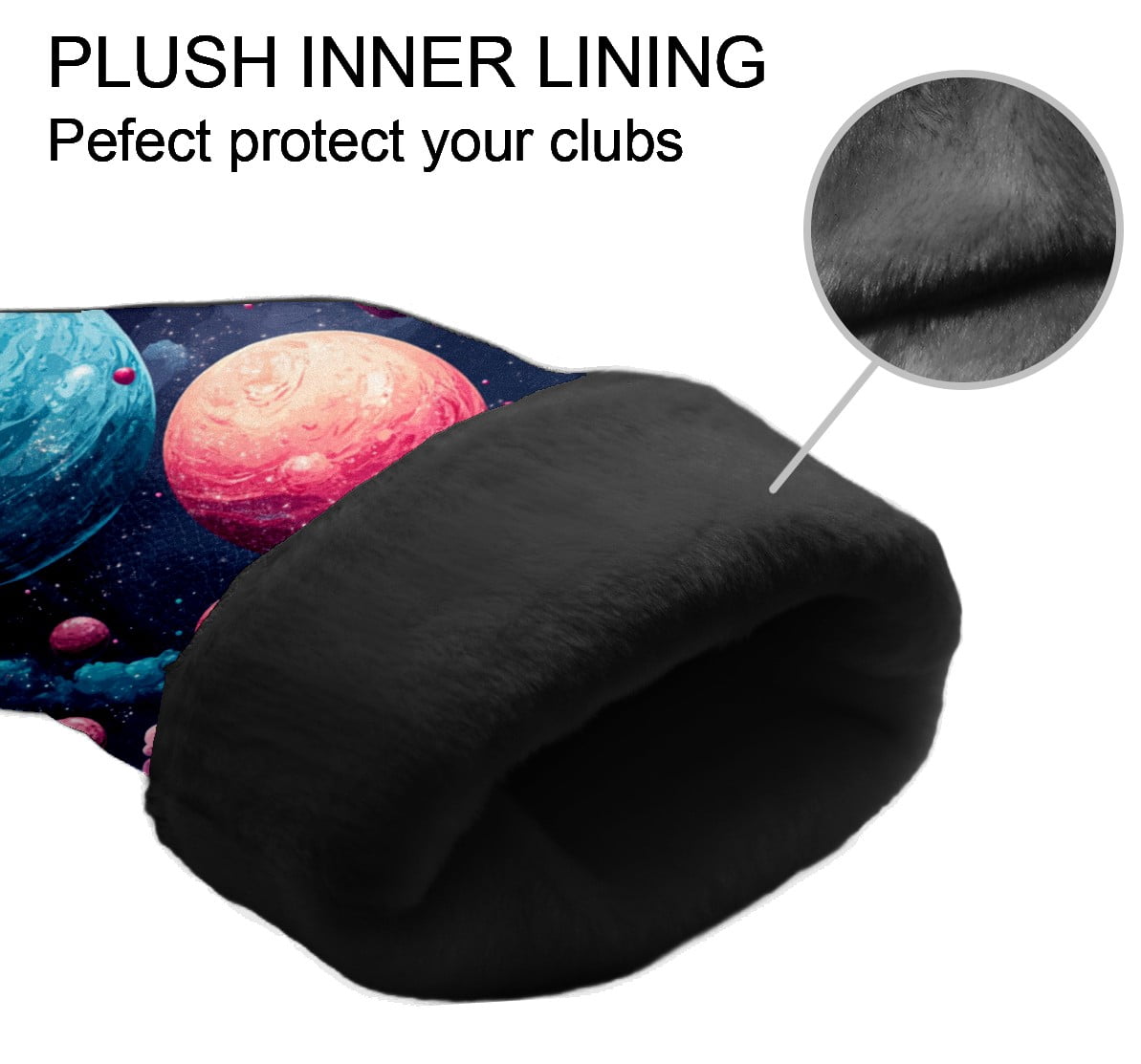 Golf Club Covers PU Leather Waterproof Head Covers for Fairway Woods Hybrids Colorful Planet Unisex Fits Most Brands