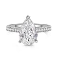 thumbnail image 2 of Eclet Jewels 14K White Gold Plated Birthday Rings - Prong Set 2 Ct Pear Cut Lab Created Diamond Rings - Solitaire With Accents Wedding Rings for Women's - Halo Solitaire with Accent Engagement Rings, 2 of 9