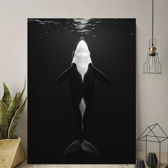 Topbout Art Black & White Orca Underwater Canvas Wall Art - Affordable Stylish Home Decor