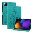 thumbnail image 2 of FJLBDE Case for Xiaomi Pad 7/Xiaomi Pad 7 Pro 11.2 inch 2024, Embossed Flower PU Leather Flip Wallet Folio Stand Cover, Green, 2 of 7