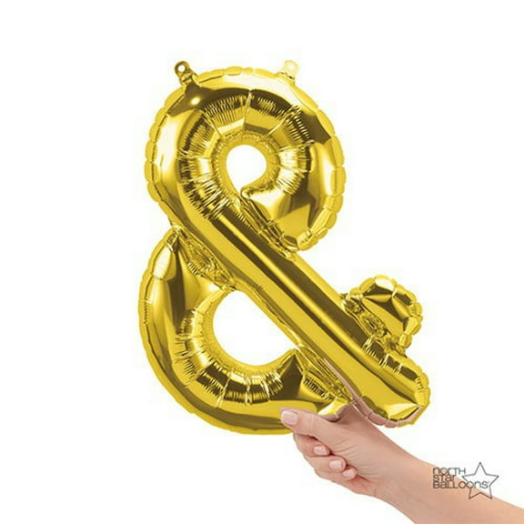 16 inch Ampersand - Gold (Air-Fill Only) Northstar Foil Mylar Balloon - Party Supplies Decorations