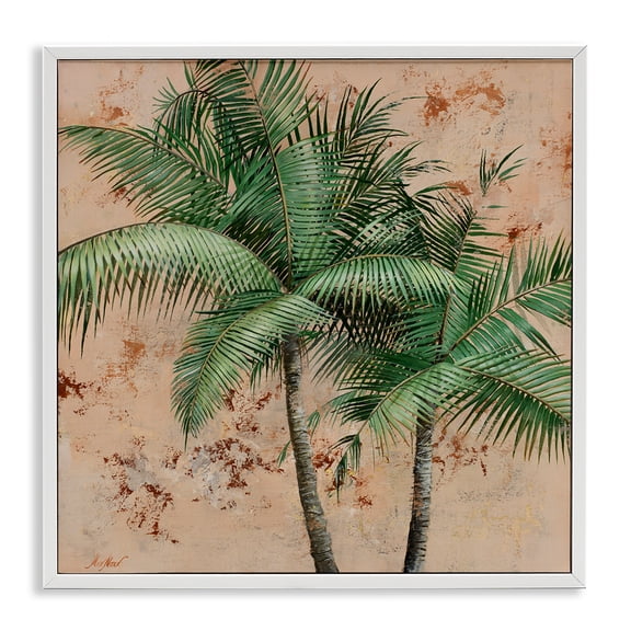 Stupell Industries Leafy Palm Fronds Botanical & Floral Painting White Framed Art Print Wall Art, 24 x 24
