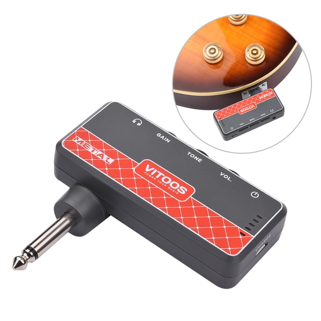 VITOOS METAL Guitar Headphone Amplifier Amp 1/4 Inch Plug 3.5mm