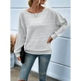 thumbnail image 3 of Women'S Soft Long Sleeve Blouses Crewneck Pullover Tops Casual Batwing Knitted Oversized Outfits 2025 Light Gray XL, 3 of 7