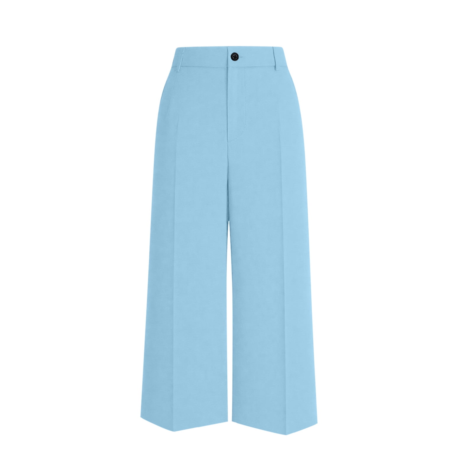 Women's Straight Leg Summer Suit Capri Pants, Dressy High Waisted Versatile Business Casual Trousers with Pockets