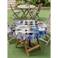 thumbnail image 3 of Spring Flowers Outdoor Tablecloth - 60 Inch Round Dining Table Cover, Watercolor Blossom Floral Black Plaid Waterproof Outdoor Table Cloth with Umbrella Hole & Zipper for Picnic/Patio/Party, 3 of 7