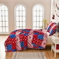 thumbnail image 2 of Smuge Christmas Quilt Sets Twin Size Snowflake Santa Claus Bedding Sets Reversible Bedspread Lightweight Coverlet with 2 Pillow Shams, Red Navy Blue, 2 of 6