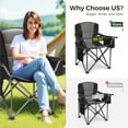 thumbnail image 3 of Sophia & William 2 Pack Oversized Camping Chair Heavy-Duty Steel Frame Supports 450Lbs, Foldable Outdoor Lawn Chair with Cup Holder for Backyard & Camping, Black, 3 of 14