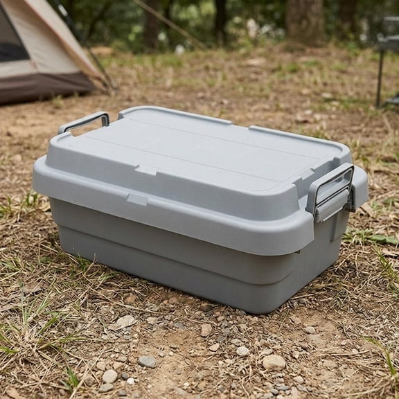 Caja de carga para maletero, caja de almacenamiento baja, contenedor multifuncional apilable para exteriores, organizador de maletero para vehículos, Gris