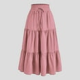 thumbnail image 2 of GEWSEY Women's 2025 Spring Summer High Waist Boho Floral Maxi Skirt Casual Flowy Swing Pleated A Line Beach Drawstring Long Skirts (Pink, M), 2 of 3