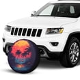 thumbnail image 2 of KAKALAD Colorful Flamingo Palm Trees At Sunset Summer Spare Tire Cover Universal Vehicle Accessories Buckle Car Tools 17”in, 2 of 6