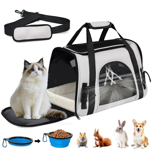 Transportadora para Gato Y Perro, Mochila transportadora para Gatos Plegable, Mochila para Perro Mediano Chico, Bolsa Transportadoras Mascotas con Cuenco Plegable, Carga MAX 10kg/22LB