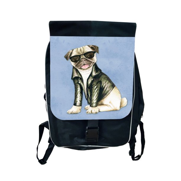 Accessory Avenue Bookbag Motorcycle Dog Pug Large School Backpack