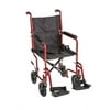 Healthline Trading 19" Lightweight Transport Wheelchair W/swingaway Legrests and Seat Belt, Red