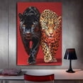thumbnail image 6 of Mudket Black Panther & Leopard Red Background Canvas Wall Art, Bold Modern Wildlife Wall Pictures for Living Room Print for Office Man Cave Home Decor , Framed Ready to Hang - 12"L x 8"W, 6 of 9