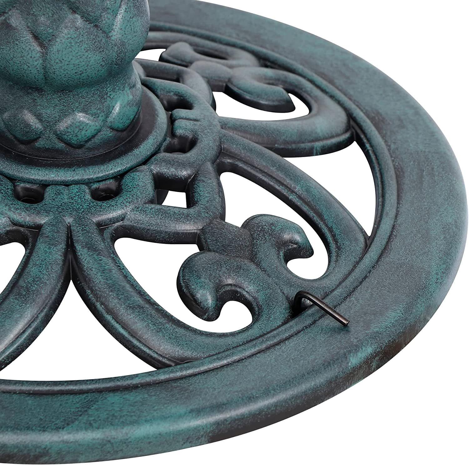 CHTER 28 Inch Height Polyresin Bird Bath Antique Outdoor Garden Decor Vintage Yard Art, Green