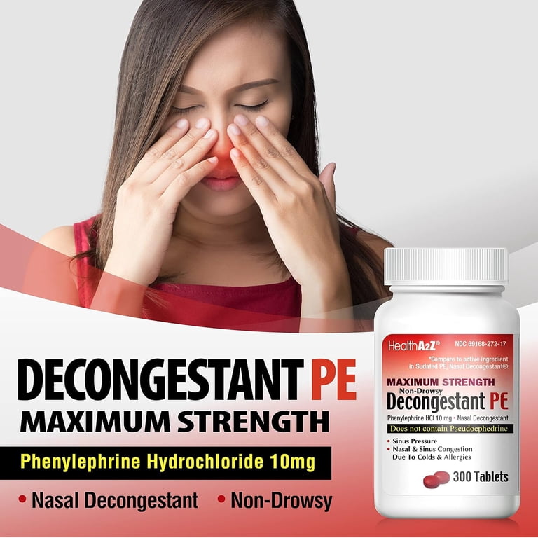 HealthA2Z® Decongestant PE | Phenylephrine 10 mg | 300 Tablets