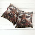 thumbnail image 4 of Ambesonne Rustic Throw Pillow Cover Pack of 2, Vintage Cottagecore Art Cow, 2 Pcs-24" x 24", Redbrown Maroon Taupe, 4 of 5