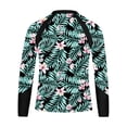 thumbnail image 4 of Haitryli Kids Girls Printed Long Sleeve Swim Top UPF 50 Rash Guard Swimming Shirt Bathing Tops Beach Swimwear Green 16, 4 of 5
