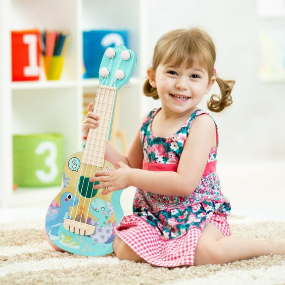 Kids Ukulele Toy With Cute Character 26cm Mini Guitar For Early Music Education Adjustable Tuning Sturdy And Safe For Toddlers