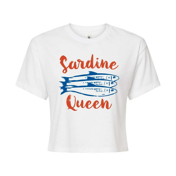 Instant Message - Sardine Queen - Juniors Cropped Graphic T-Shirt