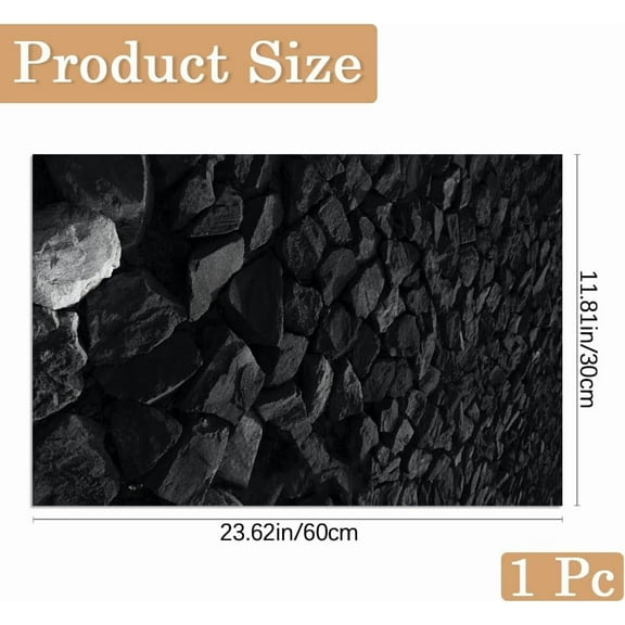 Plastic Black Stone Aquarium Background Fish Tank Sticker Background Self Adhesive PVC Plastic Waterproof Underwater Rock Texture Terrarium Backdrop Decal Poster Decoration for Fish Tank 23.6x11.8