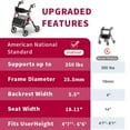 thumbnail image 3 of QEEKA Foldable Rollator Walkers with Seat for Seniors,350 lb Capacity,8'' Big Wheels,6-Position Height，Premium Hybrid Rolling Walker - Aluminum and Carbon Steel, 3 of 7