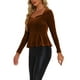 thumbnail image 1 of INSPIRAR CHIC Blusa de Mujer Elegante de Terciopelo con Escote Corazón de Manga Larga y Peplum Talla S Marrón Oscuro, 1 of 6