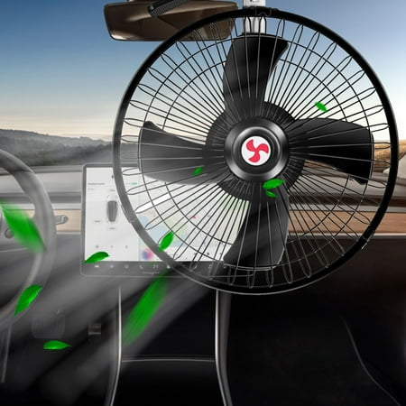 

Car Cool-ing Fan 24V Rotatable Stroller Fans Powerful Quiet Clip Fan Ventilation Electric With Strong Wind Rechargeable Fan Silent With Adjust-able &Cigarette Lighter Plug