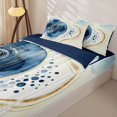 thumbnail image 3 of Homewish Blue Splash Ink Zipper Twin Comforter Sets with Fitted Sheet and 2 Pillowcases,Modern Minimalist Aesthetic Zipper Bedding Set,Navy Blue Reversible,4pcs, 3 of 8