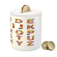 thumbnail image 3 of Letters Piggy Bank, Colorful Vibrant Alphabet with Flowers Gardening Plants Blooming Dahlia Cornflower, Ceramic Coin Bank Money Box for Cash Saving, 3.6" X 3.2", Multicolor, by Ambesonne, 3 of 4