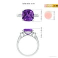 thumbnail image 4 of ANGARA Natural Cushion 3.65 ct Amethyst Solitaire Ring with Diamond Accents in 14K White Gold for Women (Size-10mm) | February Birthstone, Anniversary, Jewelry Gift for Women | Natural Amethyst Ring, 4 of 9