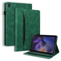SaniMore Business Case for Samsung Galaxy Tab A9 8.7" 2023 SM-T550 SM-P550, PU Leather Case Shockproof TPU Shell Card Holder Hand Rope Anti-slip Strip Full Protective Wallet Tablet Magneic Case, Green