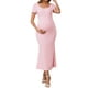 thumbnail image 2 of Vestido de maternidad INSPIRE CHIC para mujer, con dobladillo de cola de pez, ajustado y de canalé, vestido maxi para antes, durante y después del embarazo, color rosa, talla XXL, 2 of 6