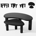 thumbnail image 4 of Cashew 34"x25"x13" Solid Wood Coffee Table Round Coffee Table,Black, 4 of 6