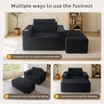 thumbnail image 4 of BYBYME Chaise Lounge Chair,No Assembly Cloud Plush Corduroy Upholstered Sofa Bed,Boneless Chaise with 3 Pillows,Cozy Sleeper Couch for Living Roomwith Ottoman,Black, 4 of 9