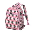 thumbnail image 2 of Moroccan plaid backpack, spacious student backpack with abstract checkered prints, ideal back to school gift, 2 of 6
