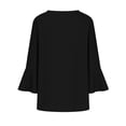 thumbnail image 6 of thefmos Women's Summer 3/4 Sleeve V Neck Button Down Blouse Casual Solid Basic Pullover Tops Dressy Loose Fit Vacation Fashion Clothes, Black XL, 6 of 7
