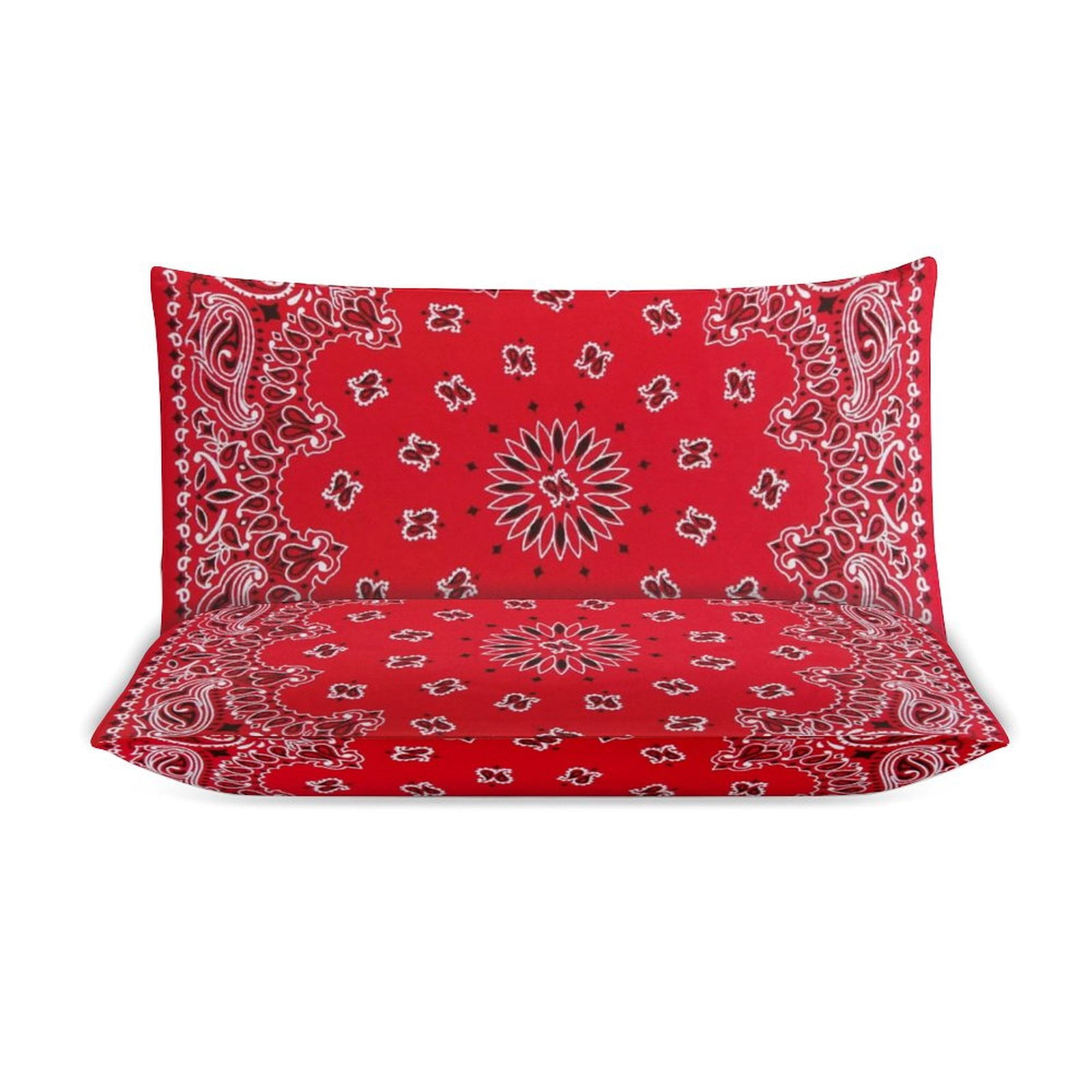 3 Pcs Soft Bedding Set, Includes 1 Duvet Cover with Zipper And 2 Pillow Shams,Bandana - Red Art Twin(86"x70")