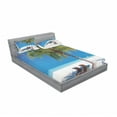 thumbnail image 3 of Ambesonne Tropical Fitted Sheet & Pillow Sham Set, Island Palms Sunbeds, Twinxl, Green Blue White, 3 of 3