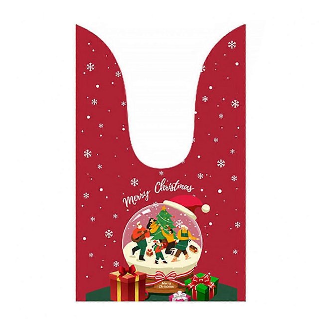 50Pcs Christmas Candy Bag Rabbit Ears Santa Snowman Elk Glass Ball Food Grade EVA Chocolate Cookie Treat Snack Goody Bag Party Favor Pack Kit Qinghai