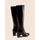 thumbnail image 4 of Elegant White Boots For Women, Embossed Side Zipper Chunky Heeled Classic Boots, 4 of 4