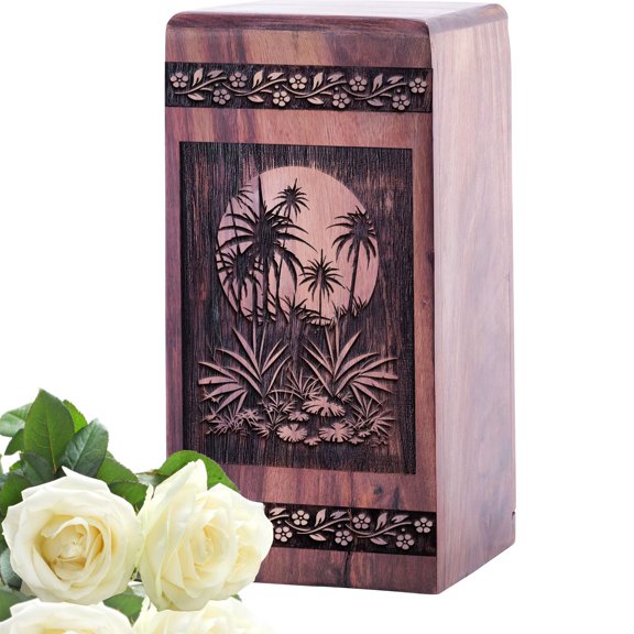 Camper In Wood Urn - Small Urns For Human Ashes Keepsake - Urn For Ashes Adult Male - Funeral Urns For Adult Ashes Women - Wooden Urns For Human Ashes Adult - Memorial Keepsakes For Ashes - 8 Inch