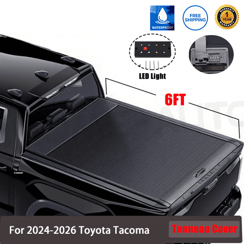 symway 6FT (73.7") Retractable Bed Cover Hard Cover for Toyota Tacoma 2024 2025 2026 Pickup