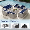 thumbnail image 4 of KIGOTY 7 Piece Outdoor Patio Furniture, Wicker Rattan Outdoor Conversation Set Sectional Sofas for Backyard, Garden, Gray-White Rattan- Navy Blue, 4 of 7